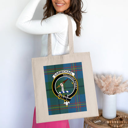 Carmichael Clan Crest Scottish Tartan Tote Bag - Living Stone Gifts