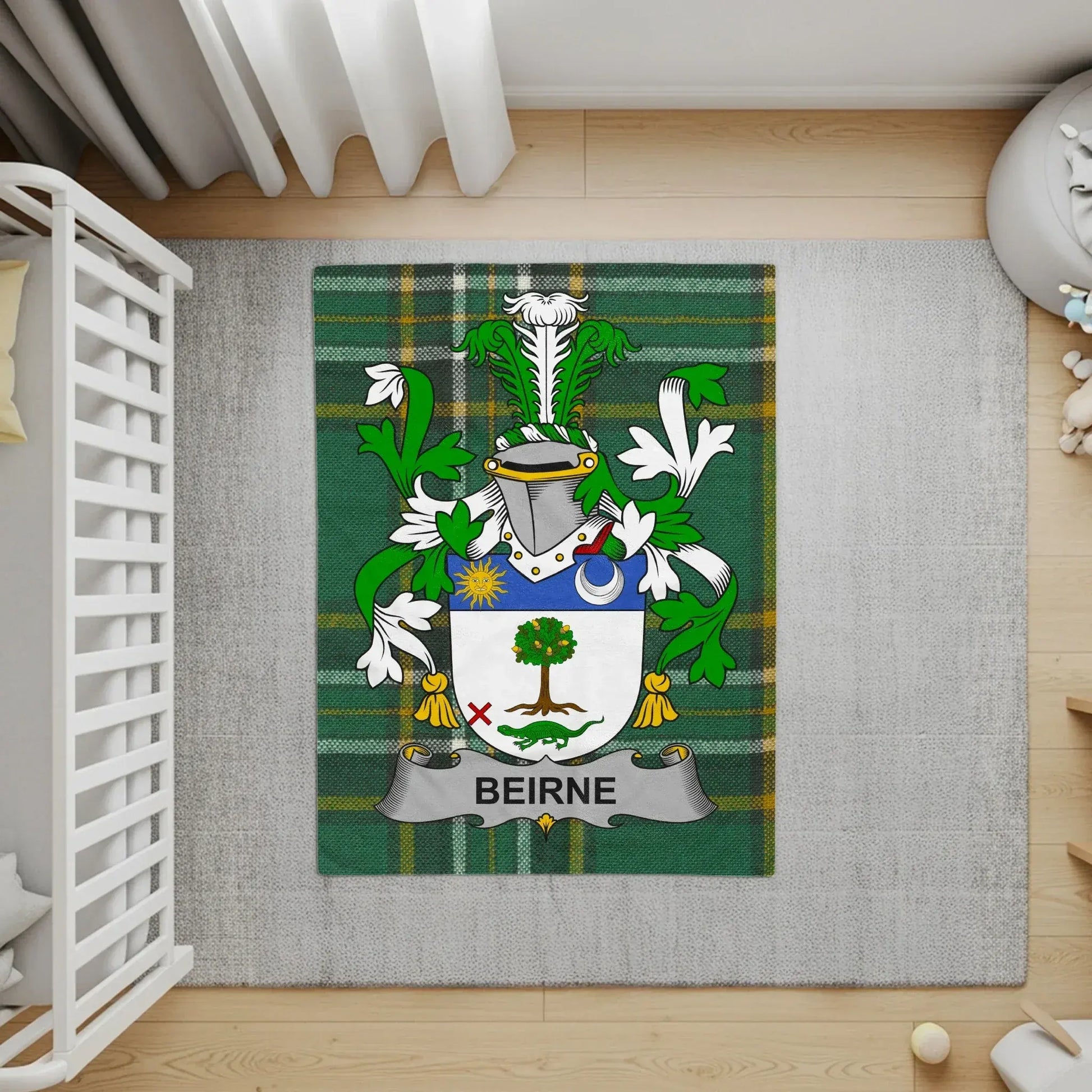 Beirne Family Crest Green Plaid Design Home Decor product type