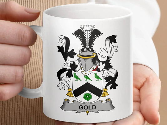 Gold Surname Irish Family Crest Mug - Celtic Ancestry Gifts