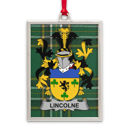 Lincoln Family Crest Plaid Background Ornament product type