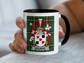 Delahay Irish heritage mug with black handle and family crest