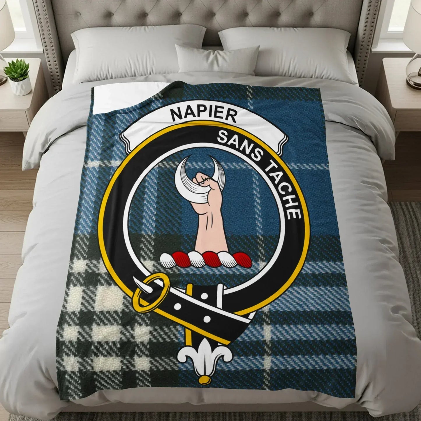 Napier Clan Motto Sans Tache Tartan Blanket product