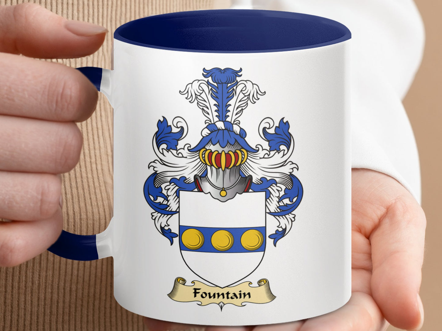 Clan Fountain Scottish coat of arms accent coffee mug - Living Stone Gifts