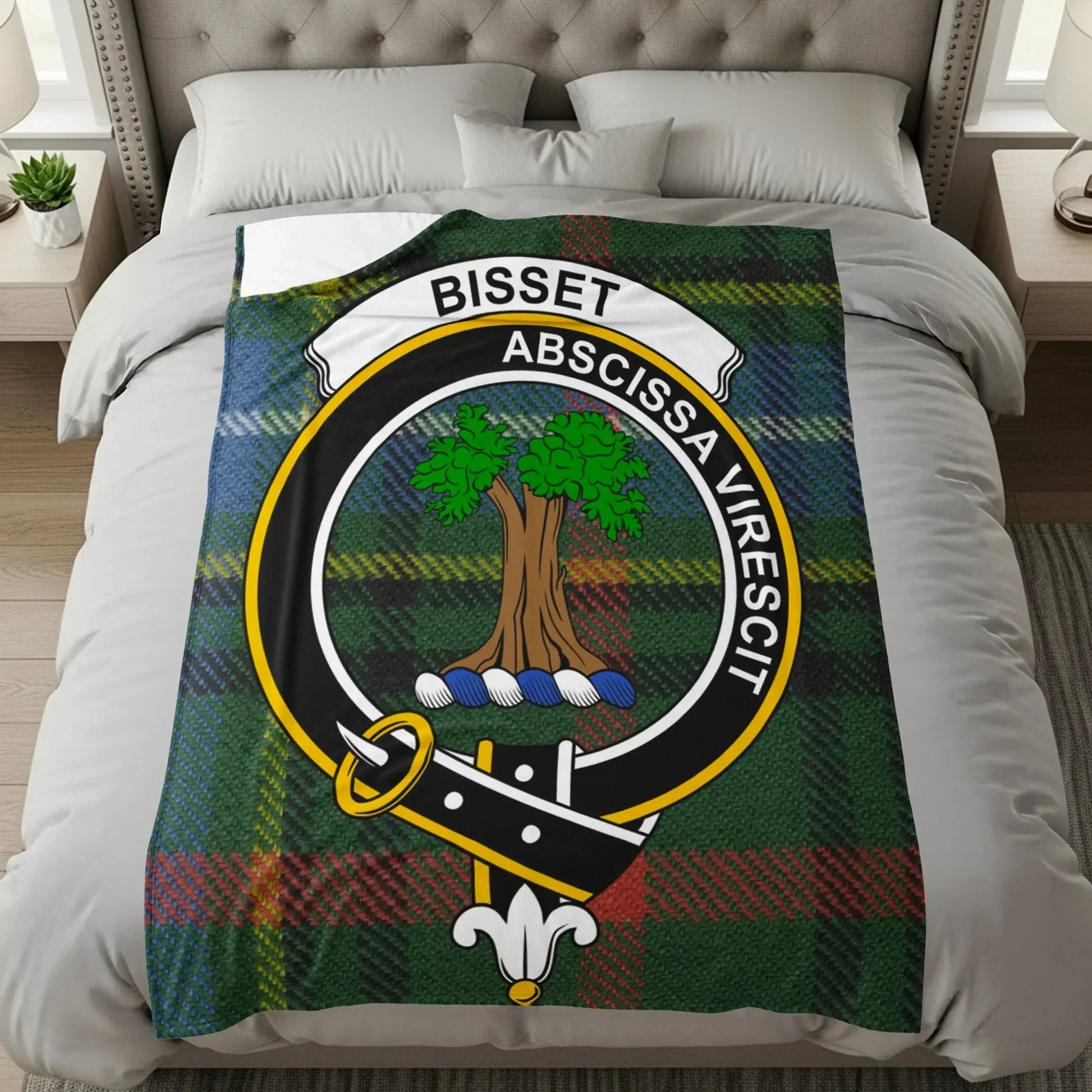Clan Bisset Abscissa Virescit Tartan Blanket product type