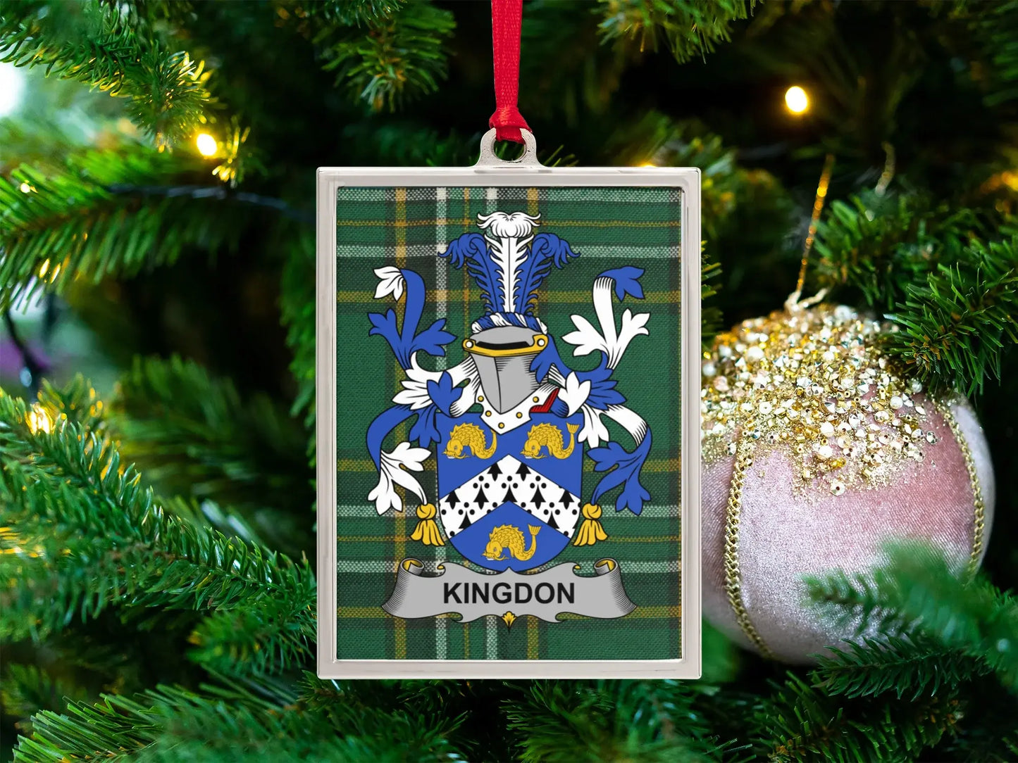 Family Crest Plaid Background Christmas Ornament product