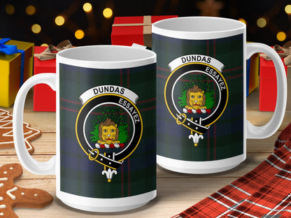 Clan Dundas Scottish Tartan Crest Design Mug - Living Stone Gifts