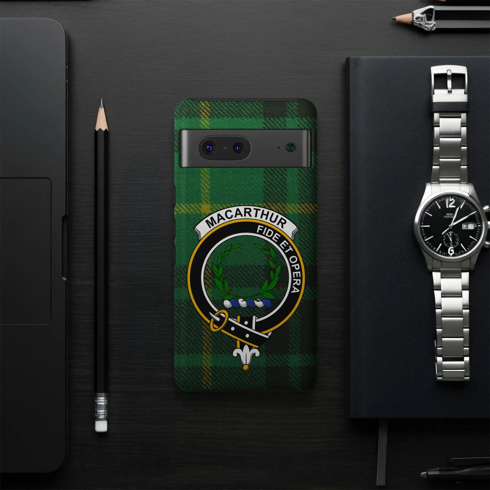 Macarthur Fide Et Opera Phone Case Plaid Design