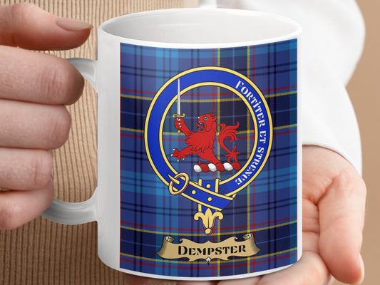 Dempster Scottish Clan Tartan Crest Mug - Living Stone Gifts