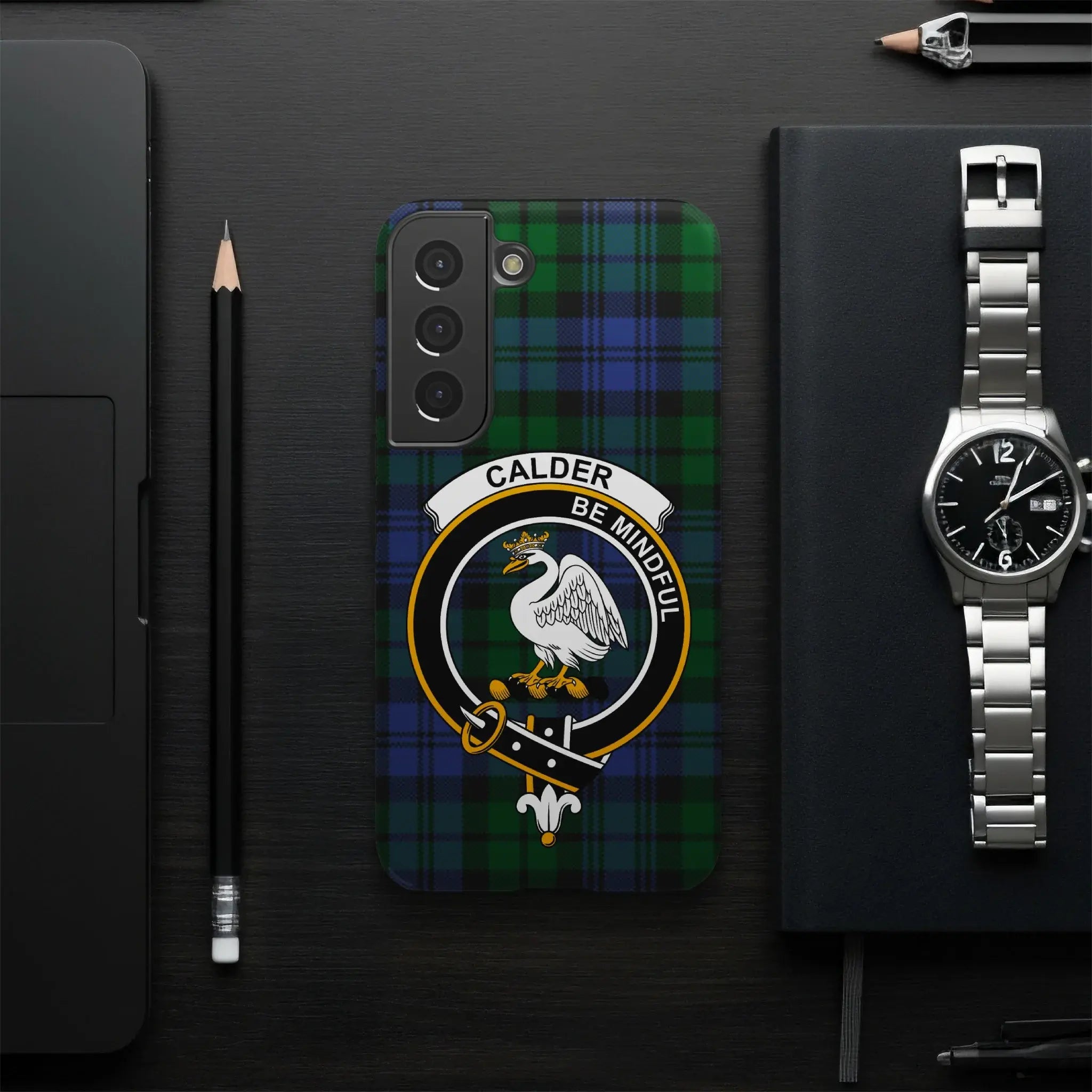 Calder Be Mindful Tartan Crest Phone Case