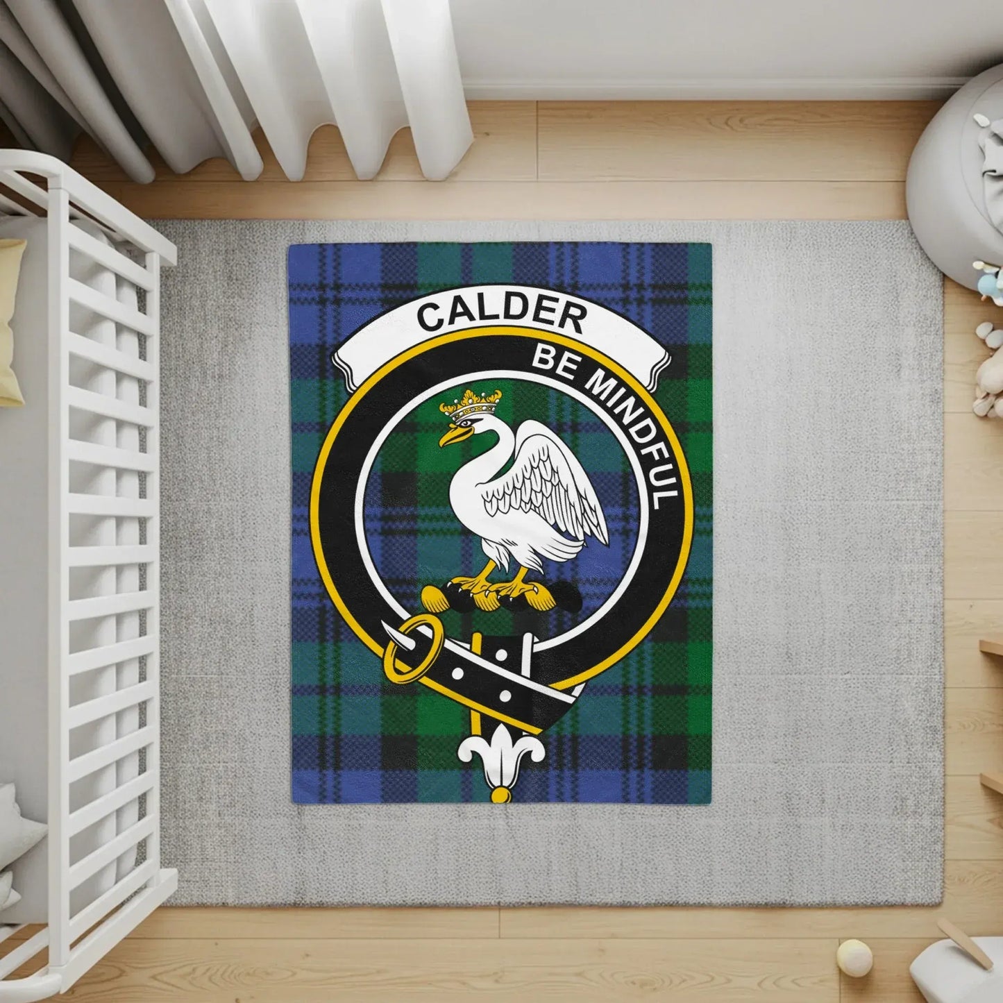 Calder Be Mindful Tartan Plaid Crest Rug product