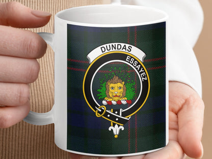 Clan Dundas Scottish Tartan Crest Design Mug - Living Stone Gifts