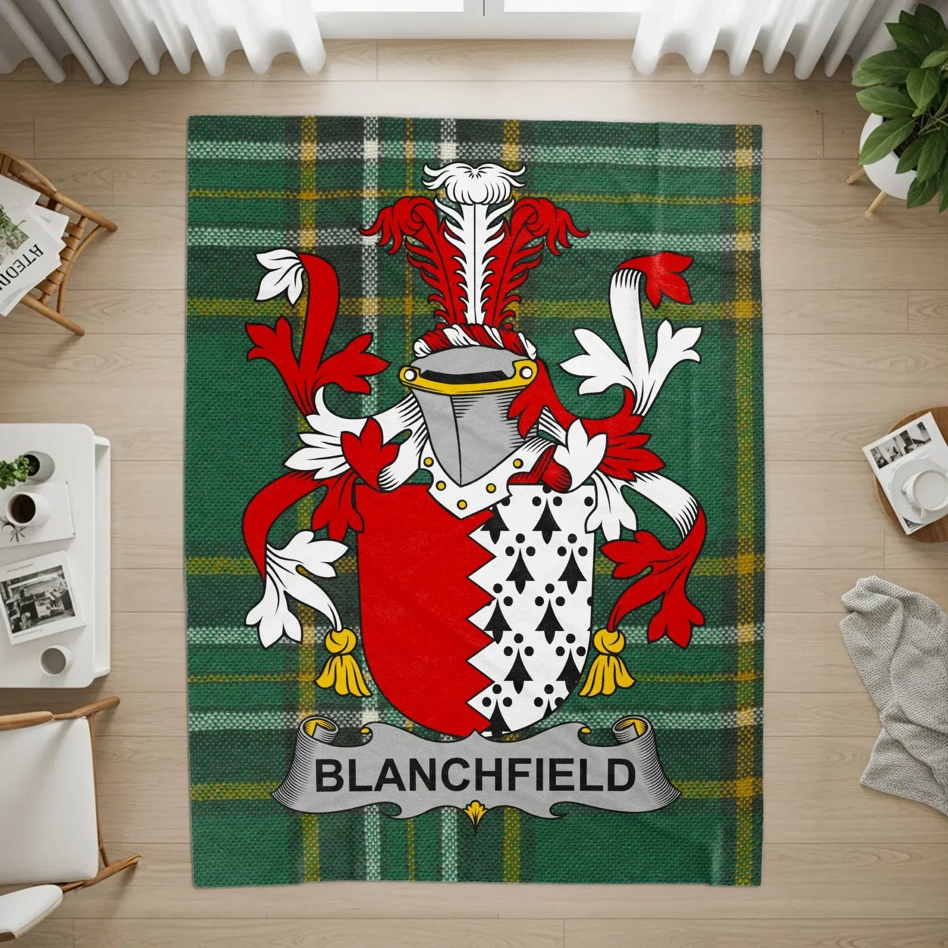 Cozy Area Rug with Blanchfield Family Crest product type