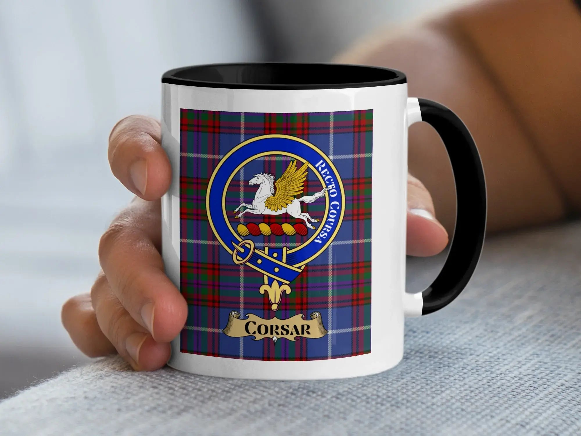 Corsar Recto Corsa Family Crest Plaid design mug
