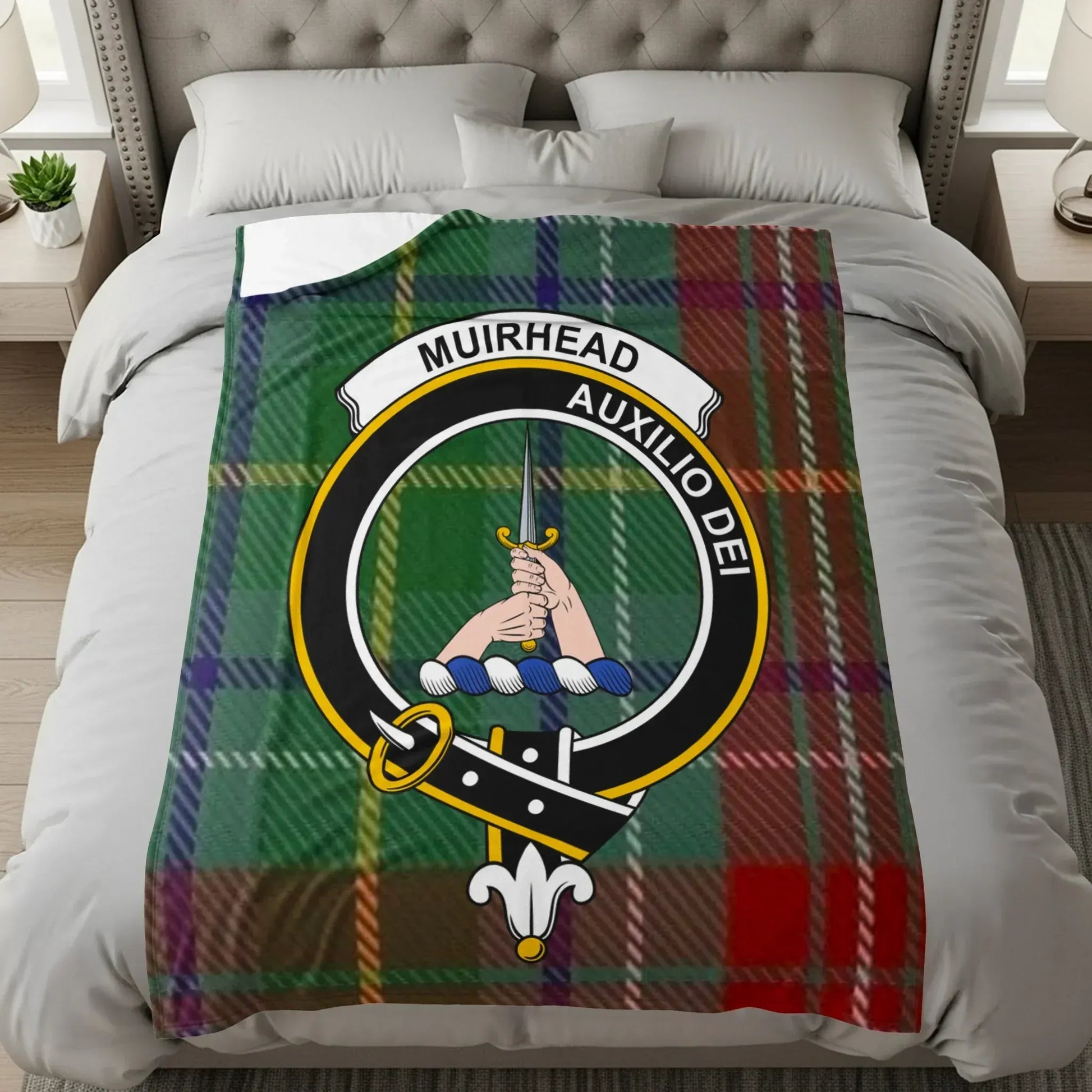 Tartan Patterned Blanket with Family Crest product