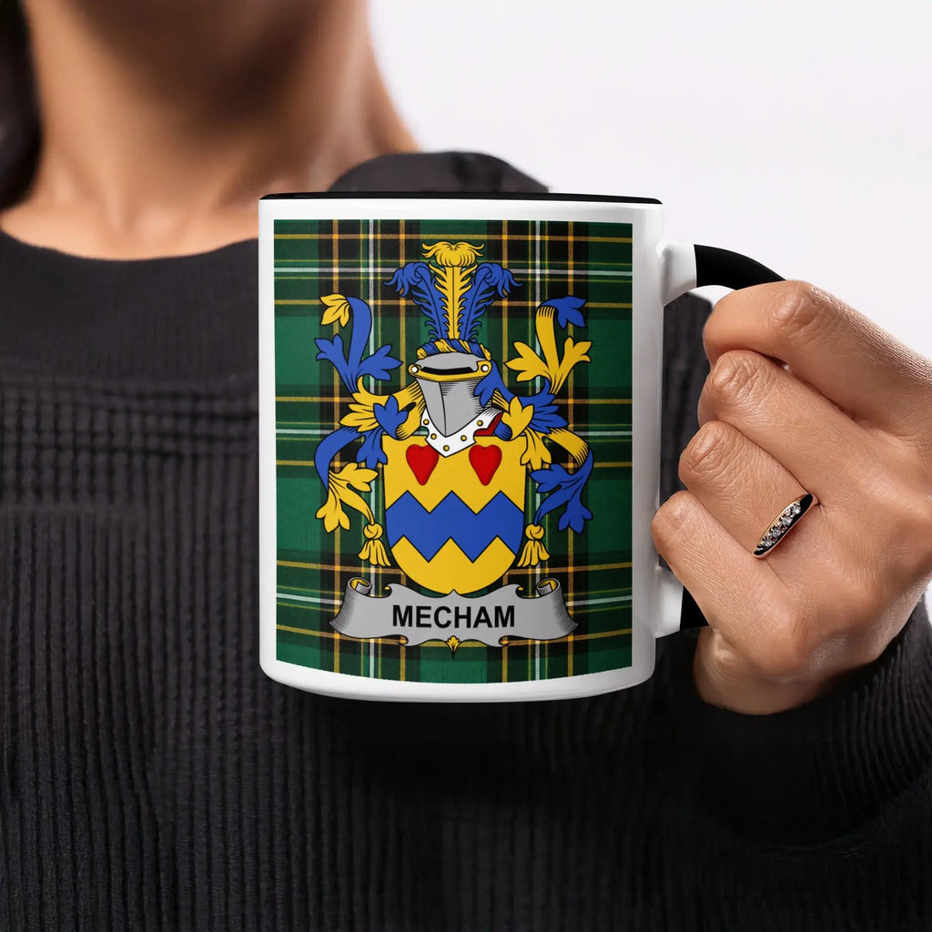 Mecham Irish heritage mug with black handle and interior