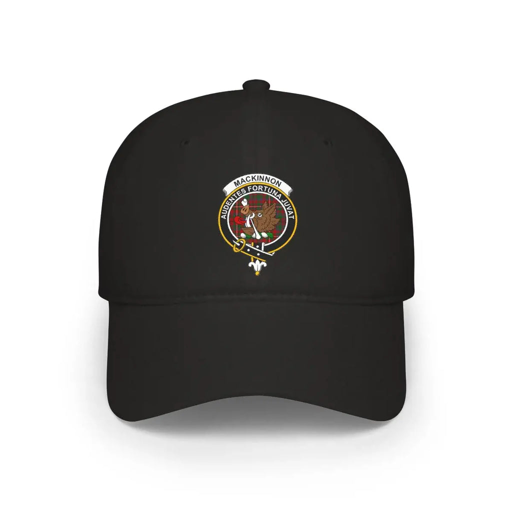 MacKinnon clan crest printed cap — Audentes Fortuna Juvat wild boar on low-profile cotton hat