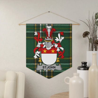 St. John Family Crest Tartan Heritage Wall Hanging product