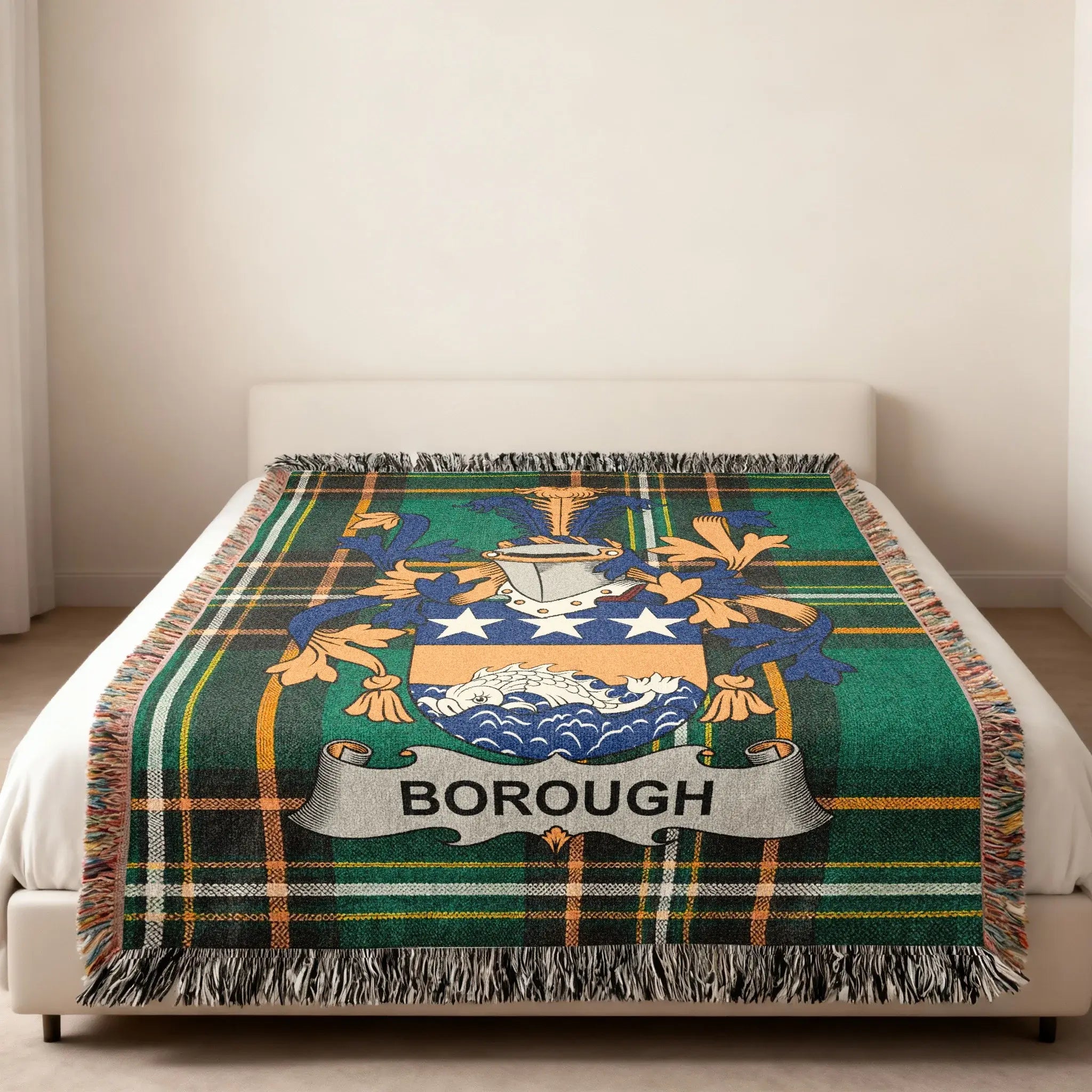 BOROUGH Green Plaid Crest Fringed Design product type
