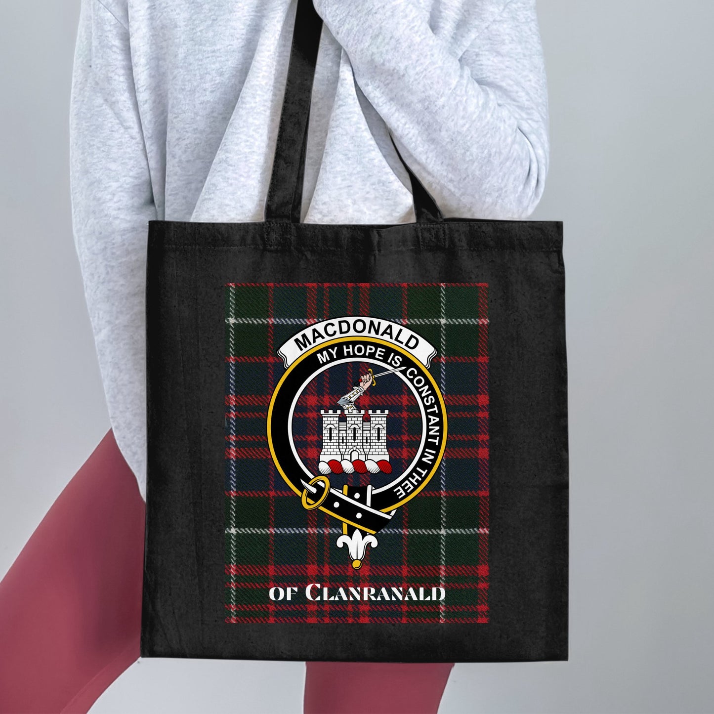 Clan Macdonald Scottish Clan Crest Tartan Tote Bag - Living Stone Gifts