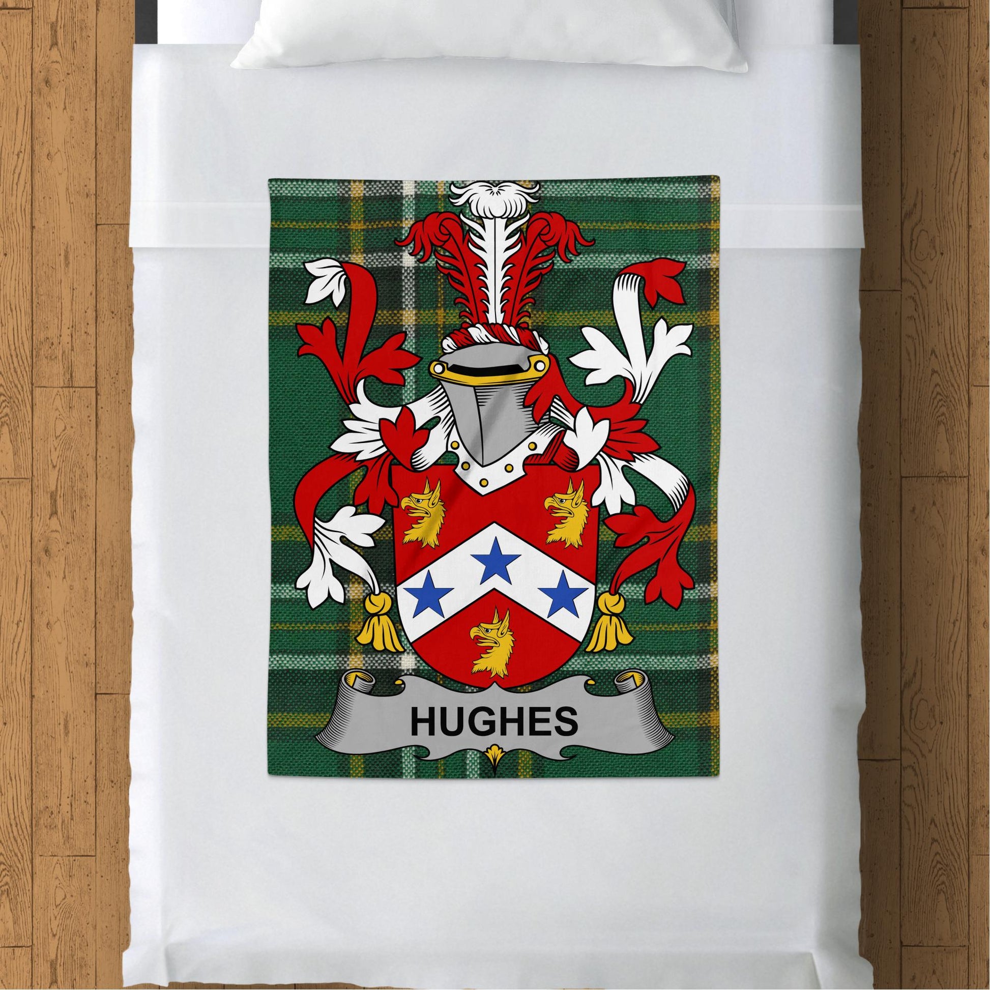 Hughes Surname Irish Tartan Throw Blanket - Living Stone Gifts