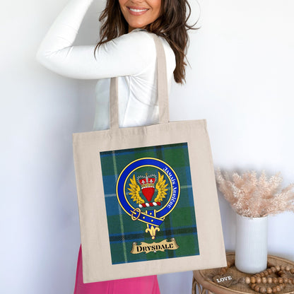 Clan Drysdale Scottish Tartan Crest Tote Bag - Living Stone Gifts