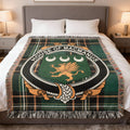 MacManus Irish National Tartan woven blanket with family crest emblem