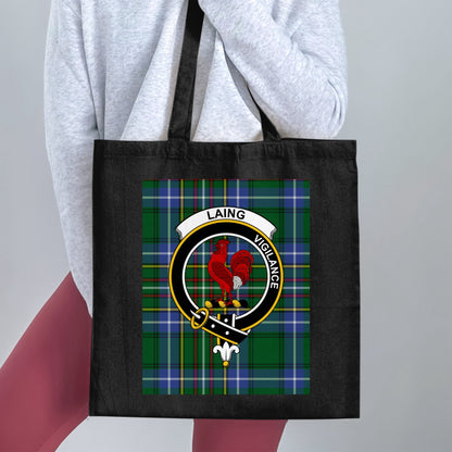 Clan Laing Vigilance Scottish Crest Tartan Tote Bag - Living Stone Gifts