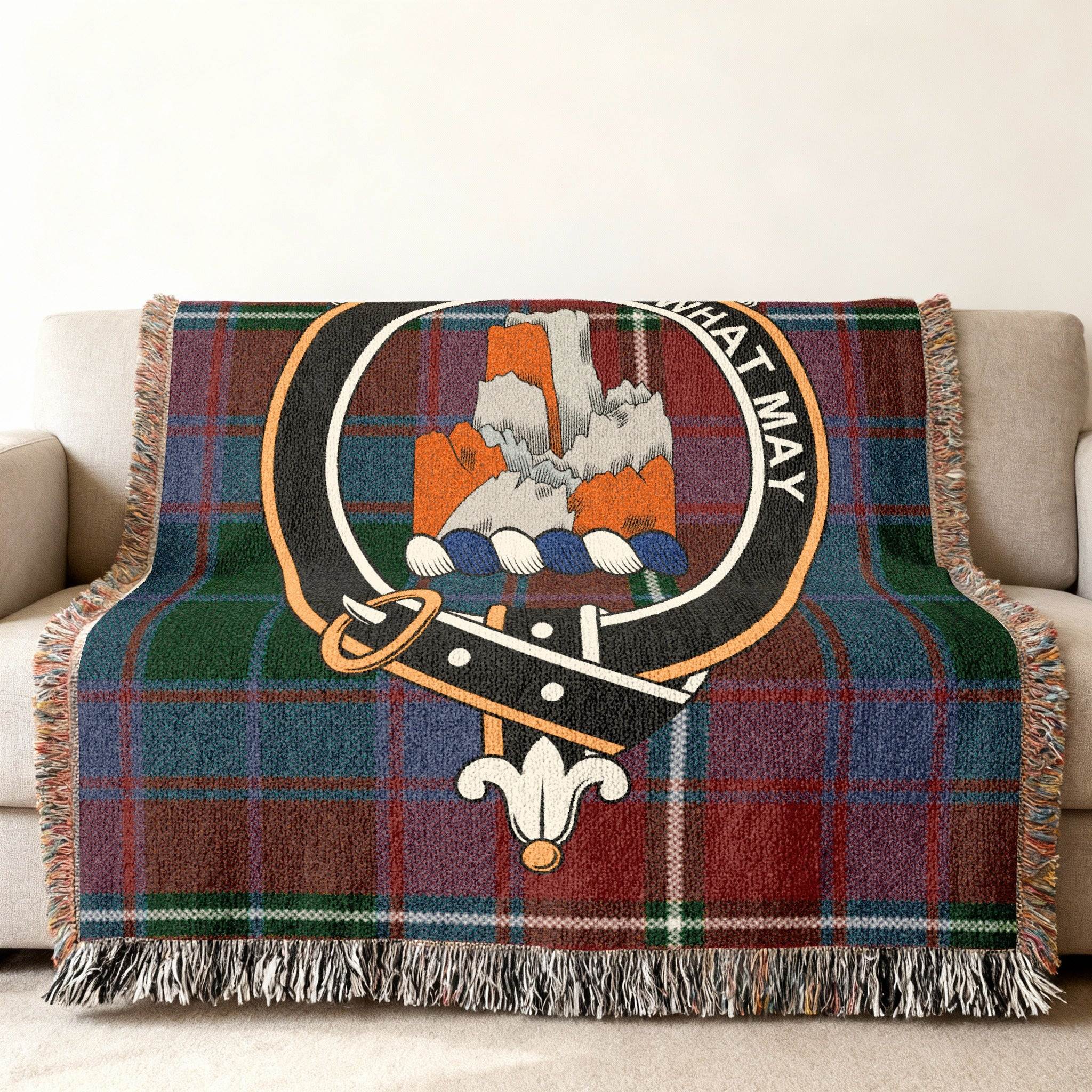 Clan Crest Tartan Throw Blanket What May product
