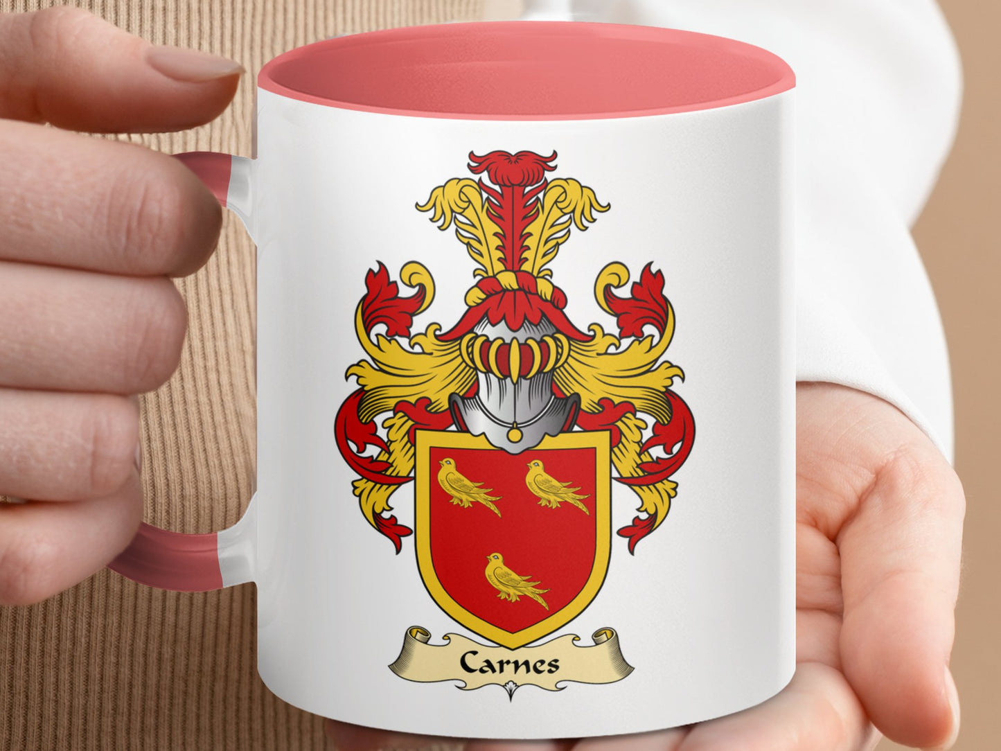 Clan Carnes Scottish Coat of Arms Accent Coffee Mug - Living Stone Gifts