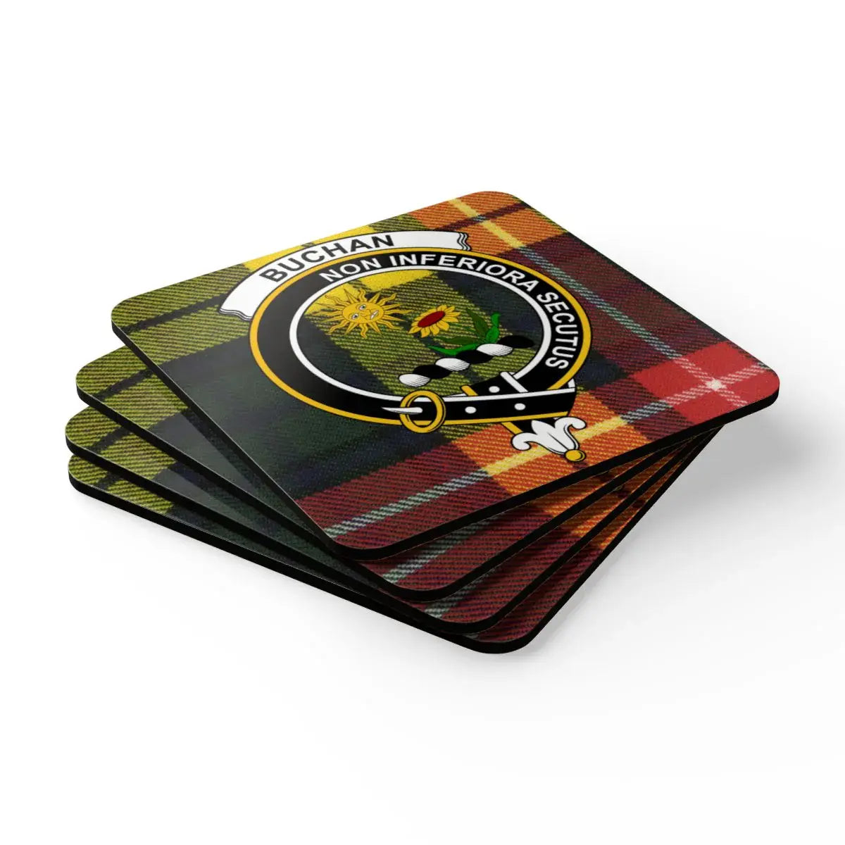 Buchan Tartan Clan Crest Coasters Set of 4 product type