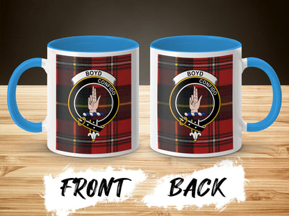 Unique Boyd Crest Red Tartan Clan Personalized Mug - Living Stone Gifts