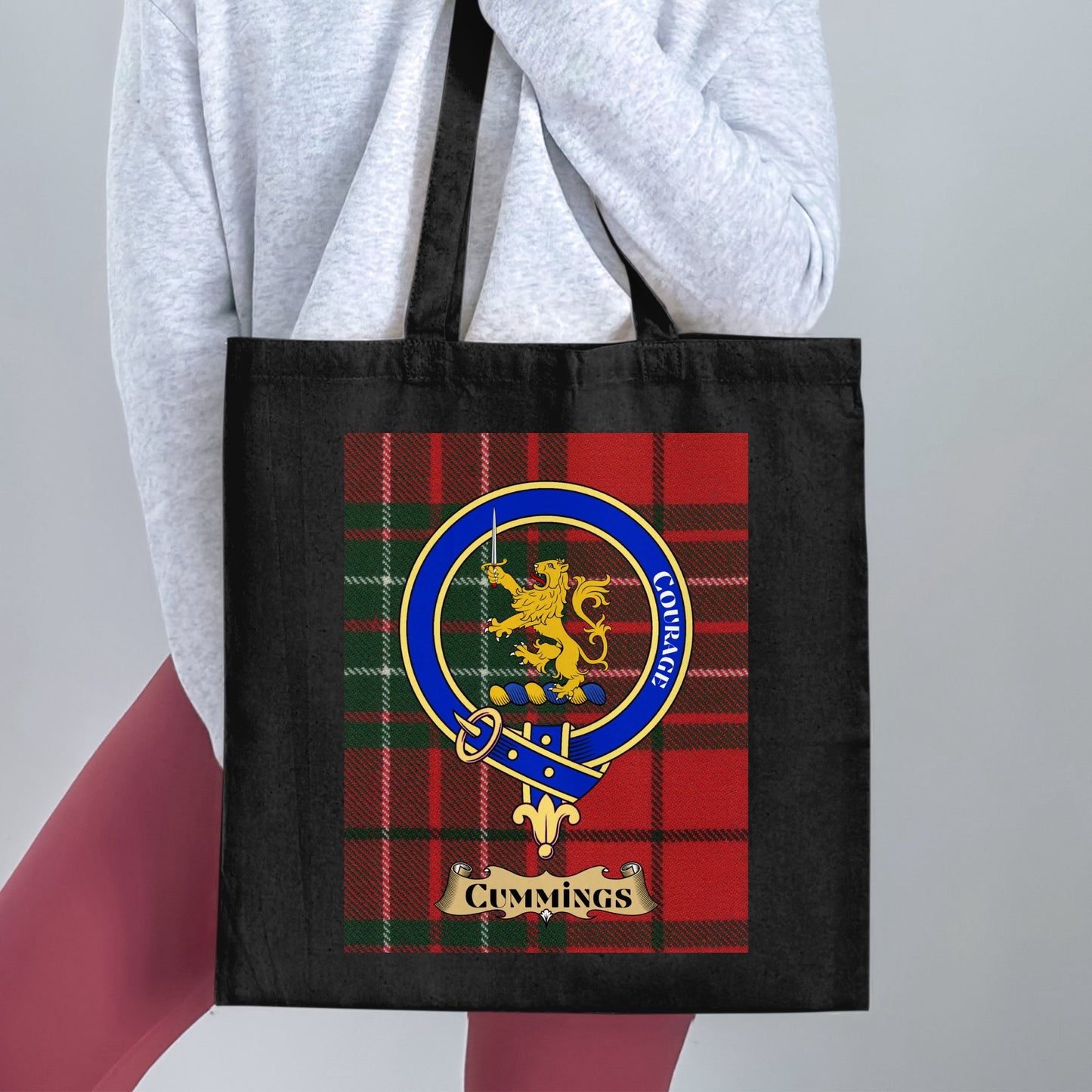 Cummings Clan Scottish Tartan Crest Tote Bag - Living Stone Gifts