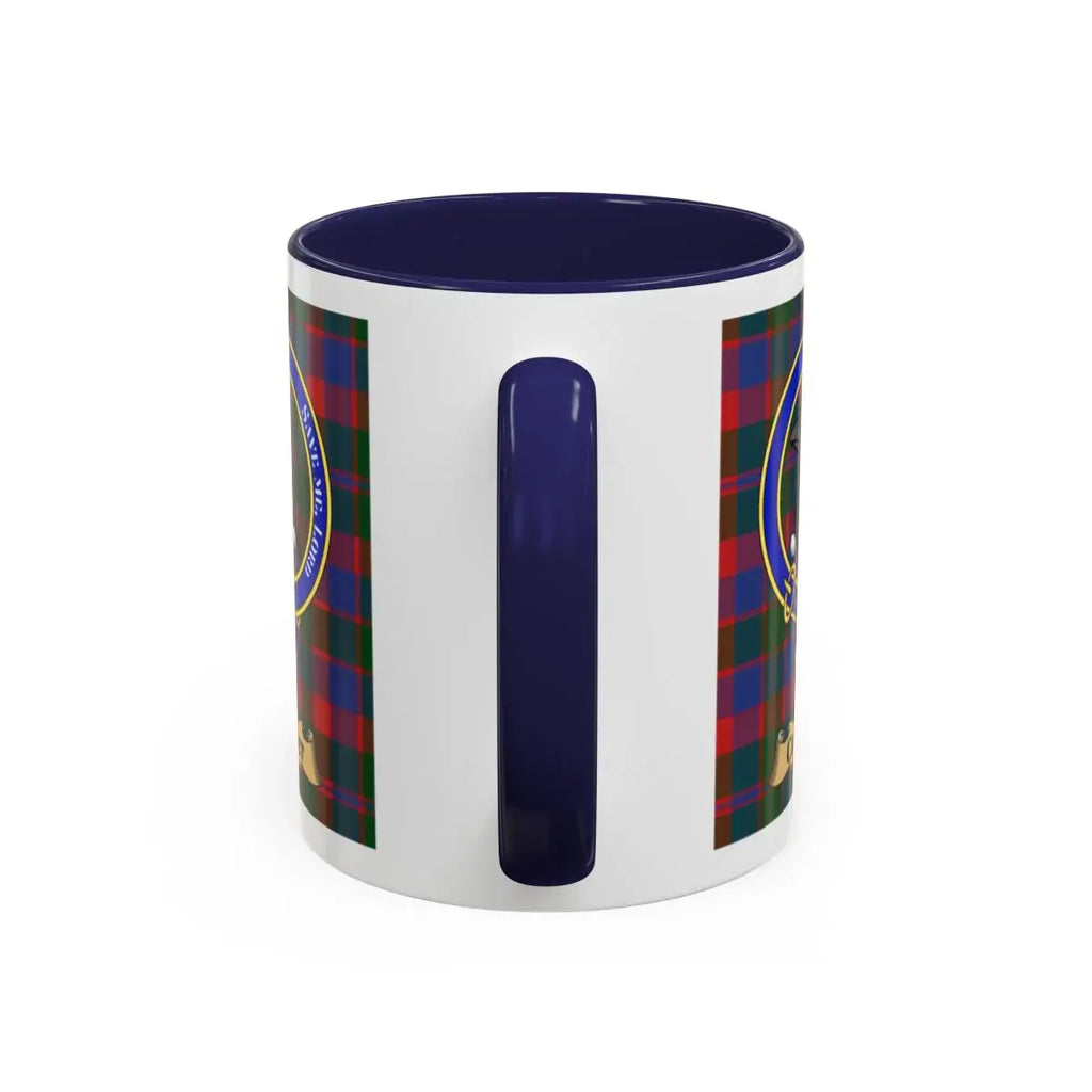 Corbet clan crest mug shown in 11 oz and 15 oz sizes