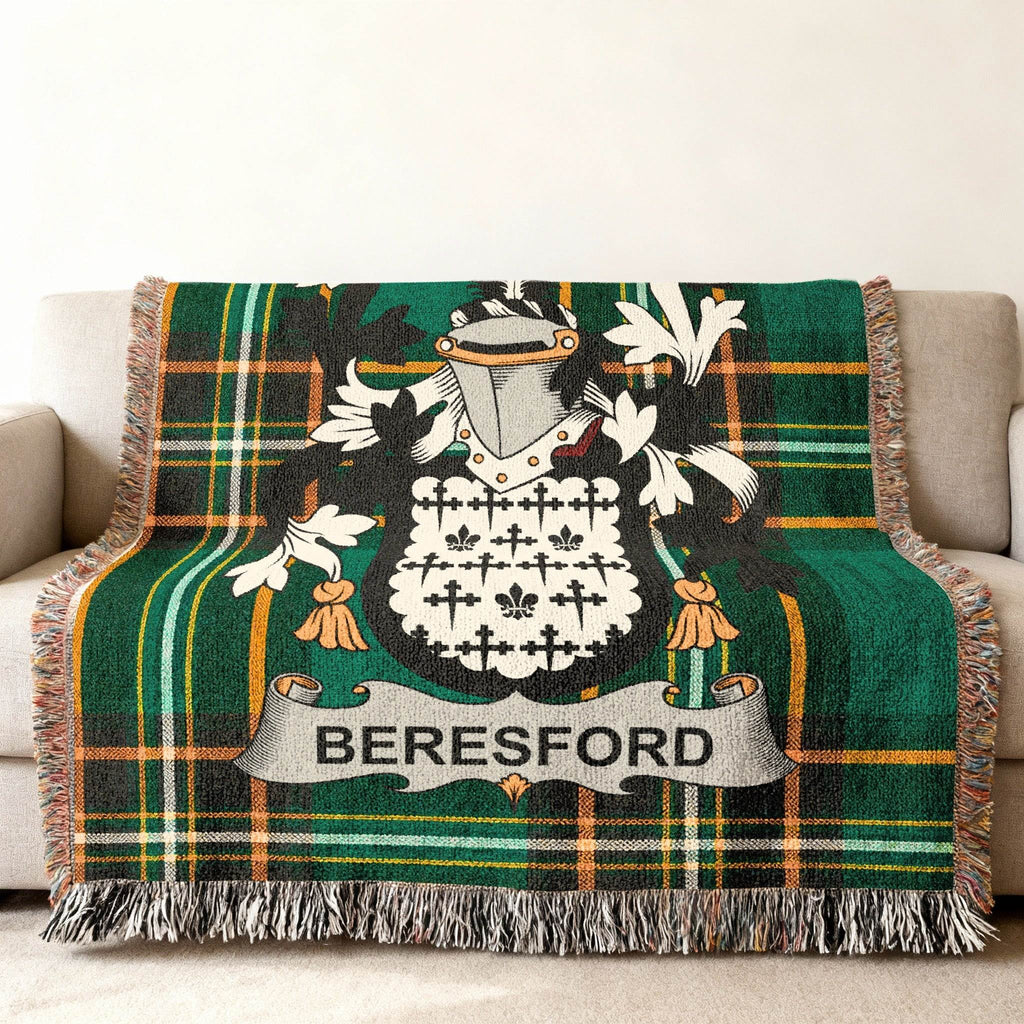 Beresford Family Crest Tartan Plaid Green Throw product type