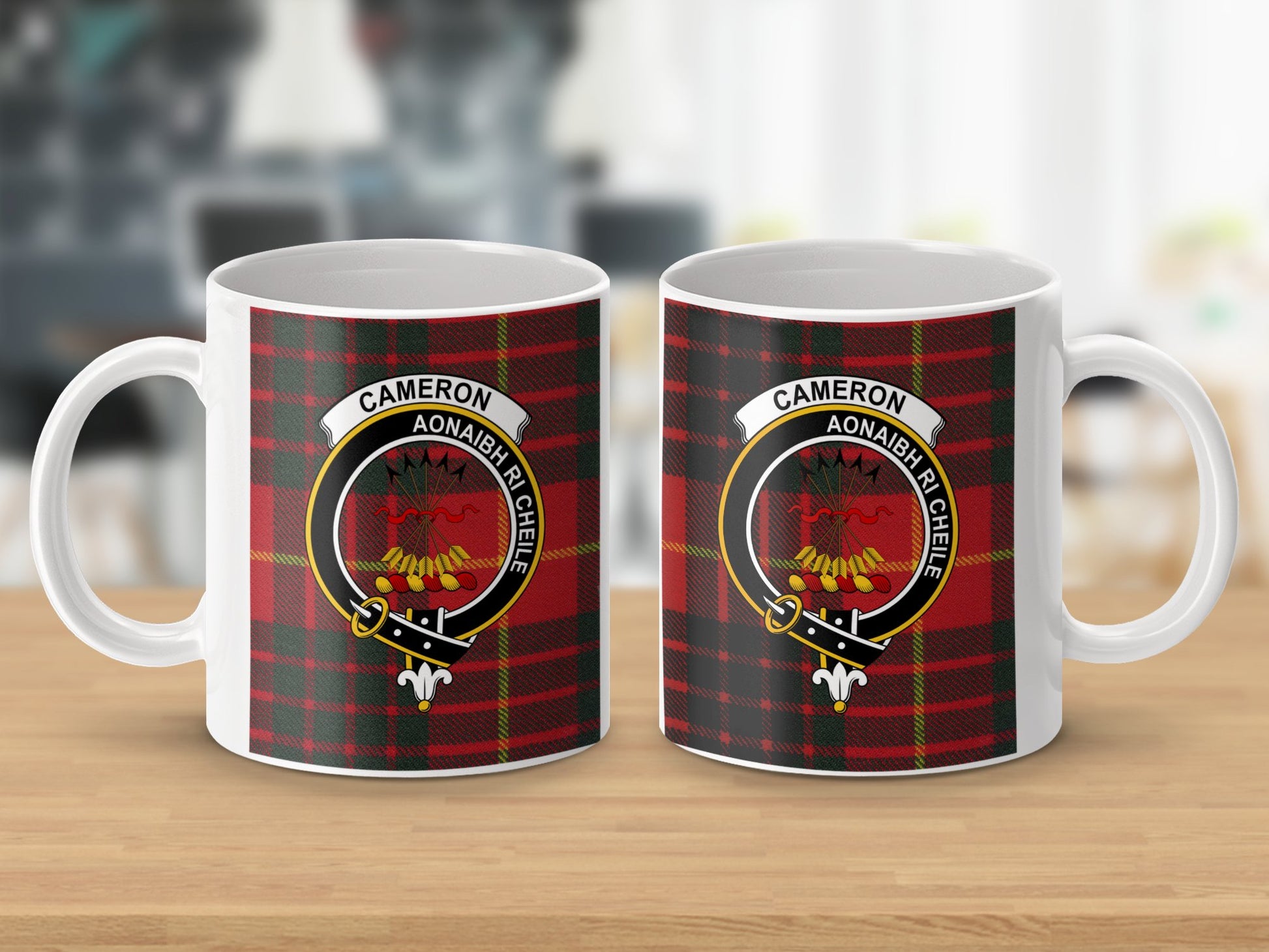 Clan Cameron Scottish Tartan Crest with Motto Mug - Living Stone Gifts