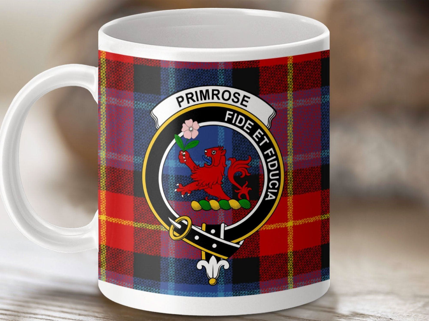 Primrose Fide Et Fiducia Crest Tartan Mug product