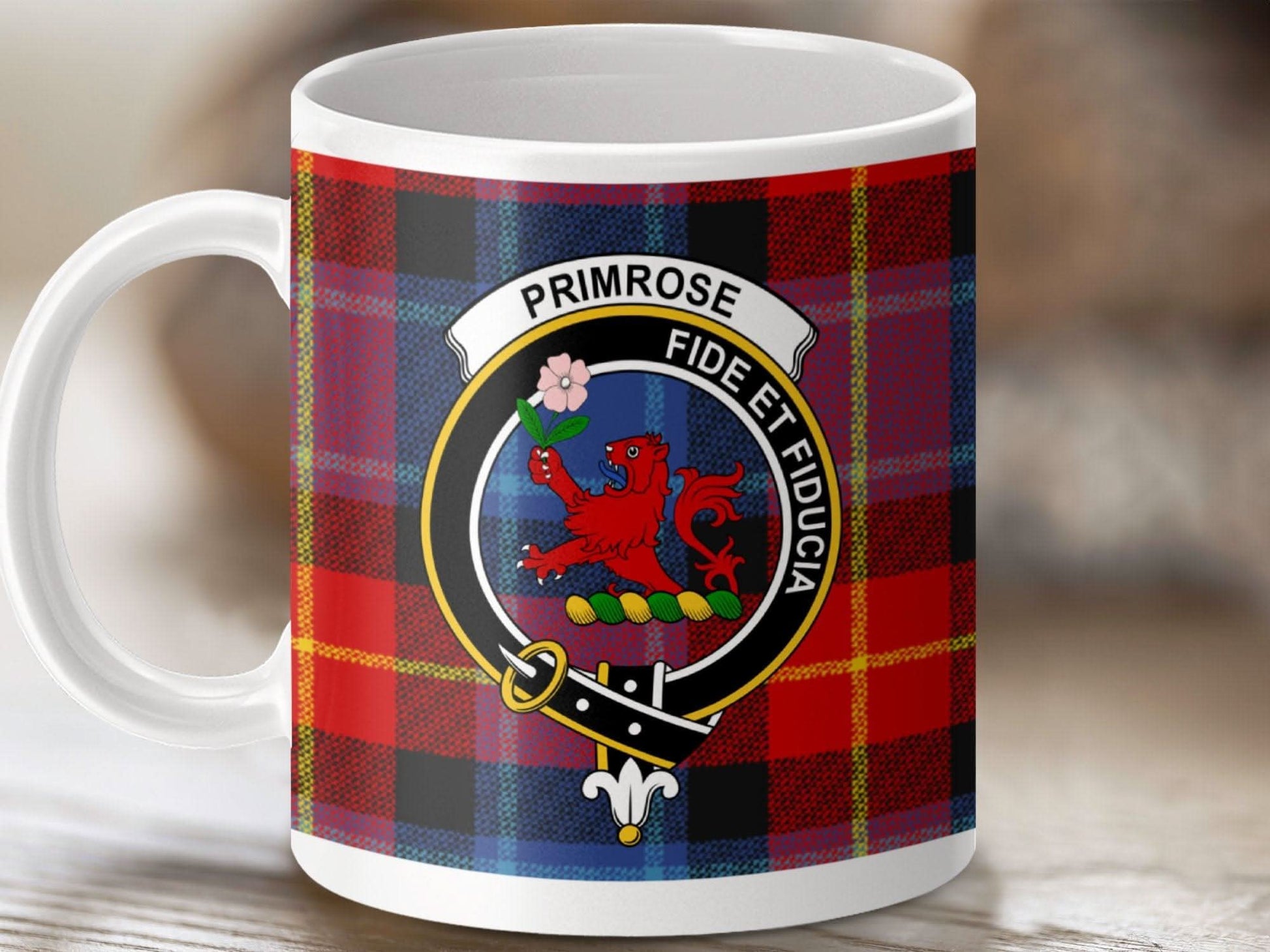 Primrose Fide Et Fiducia Crest Tartan Mug product