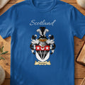Royal blue Younger unisex heritage T-shirt with the family shield and surname design.