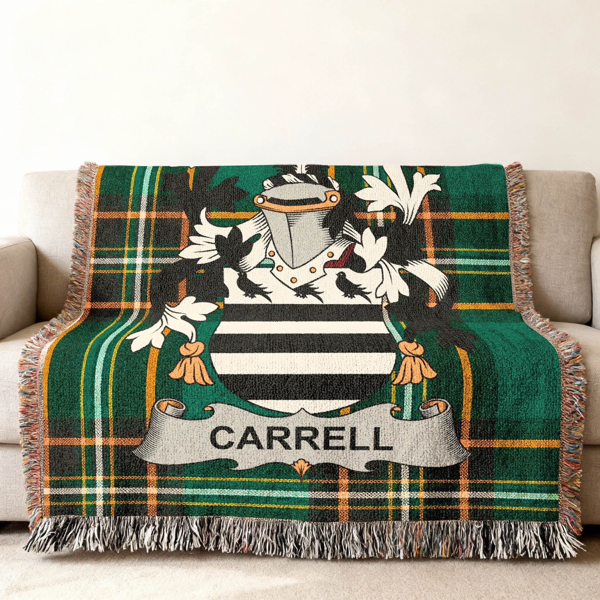Carrell Family Crest Plaid Blanket Fringed product type
