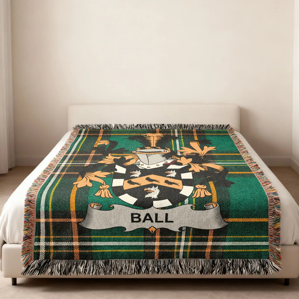 Ball Family Crest Tartan Green Blanket product type