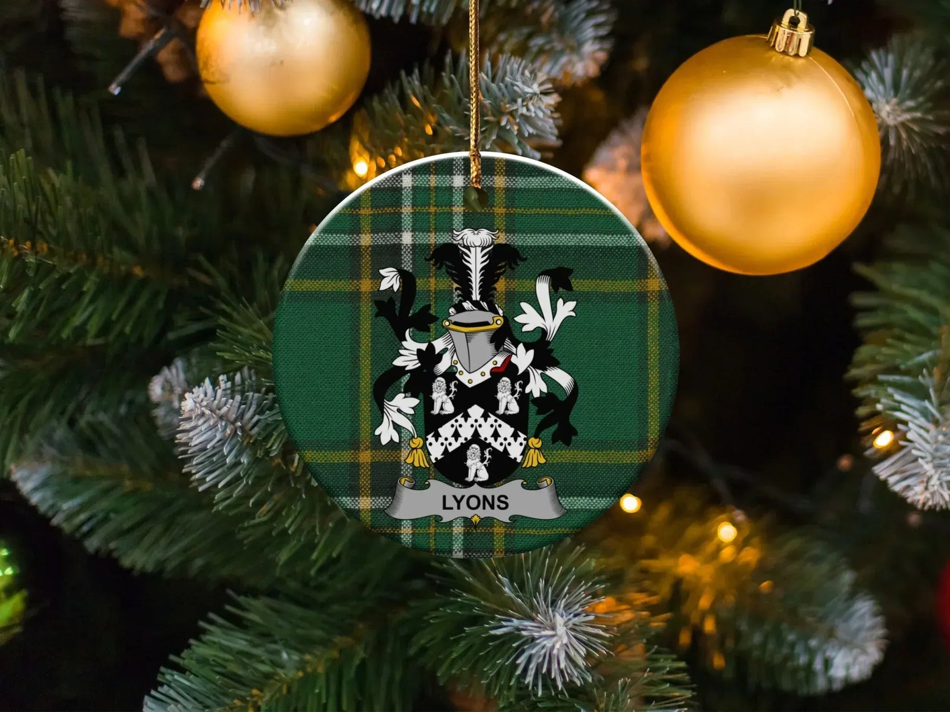 Lyon Family Crest Design Circular Ornaments product type