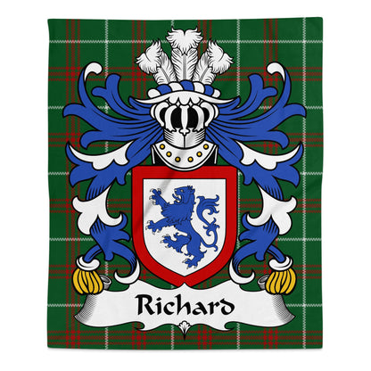 Richard Welsh Surname Coat of Arms Tartan Blanket - Living Stone Gifts