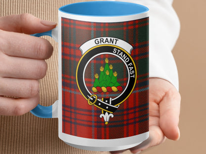 Clan Grant Scottish Tartan Stand Fast Crest Mug - Living Stone Gifts