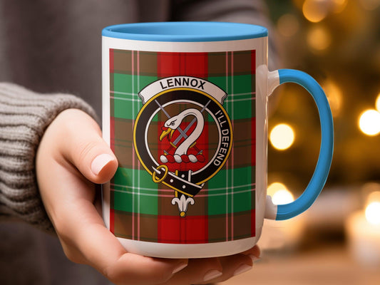 Scottish Clan Lennox Crest and Tartan Plaid Mug - Living Stone Gifts