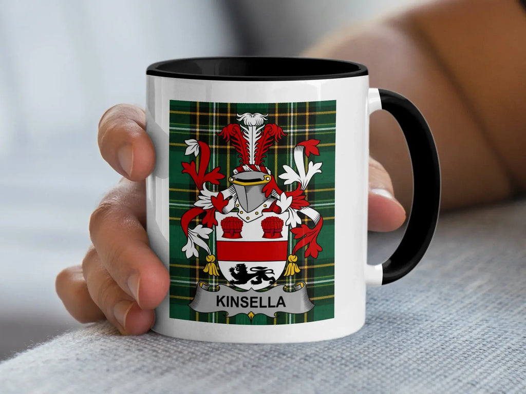 Kinsella Irish family crest black accent mug