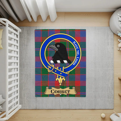 Custom Clan Corbet Crest Tartan Nursery Rug product type