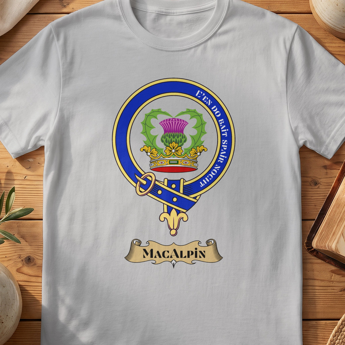 MacAlpin Scottish clan crest T-shirt in Sport Grey