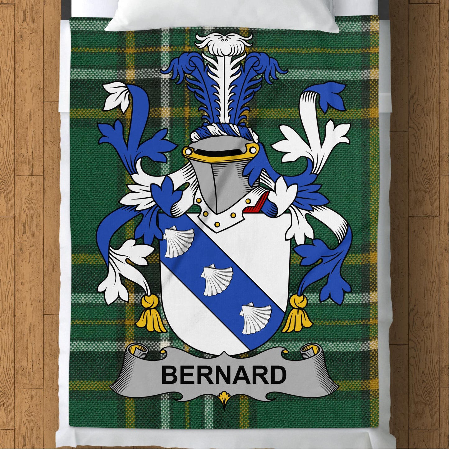 Bernard Irish Surname Coat of Arms Throw Blanket - Living Stone Gifts