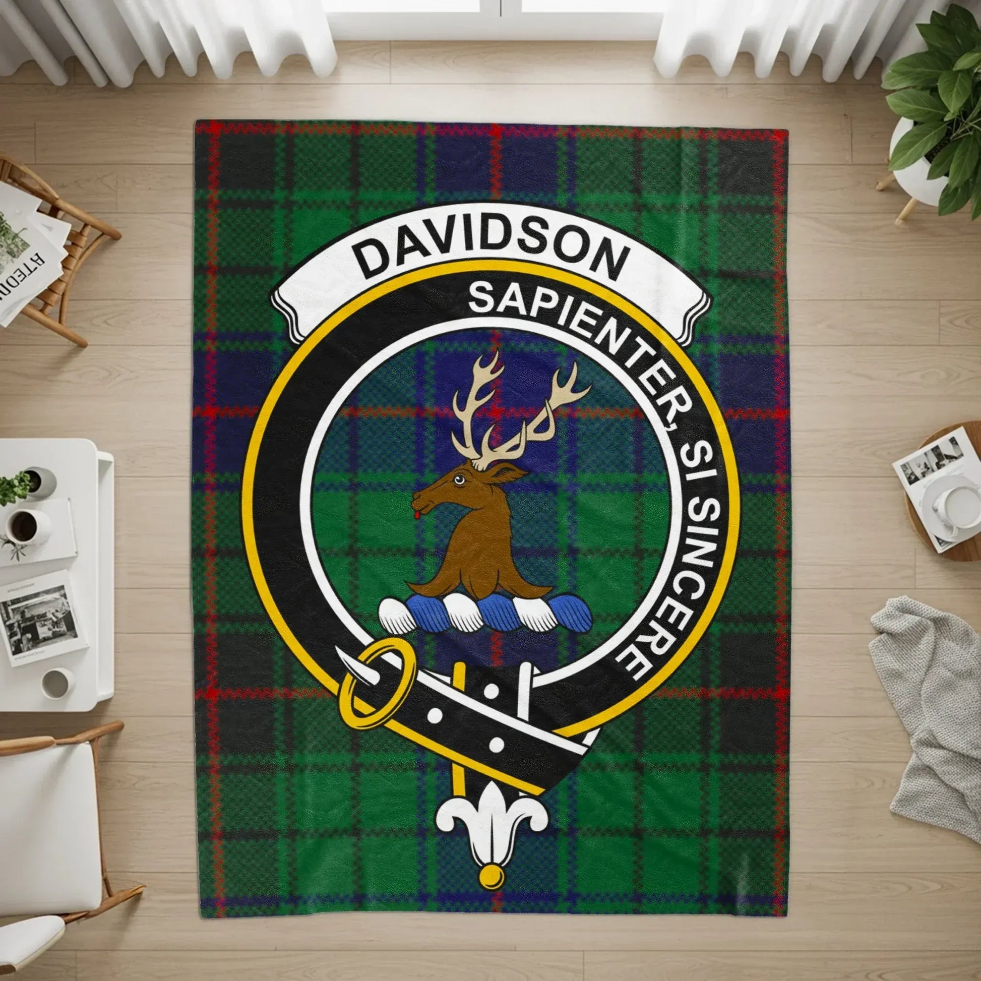 Davidson Crest with Tartan Pattern Rug product