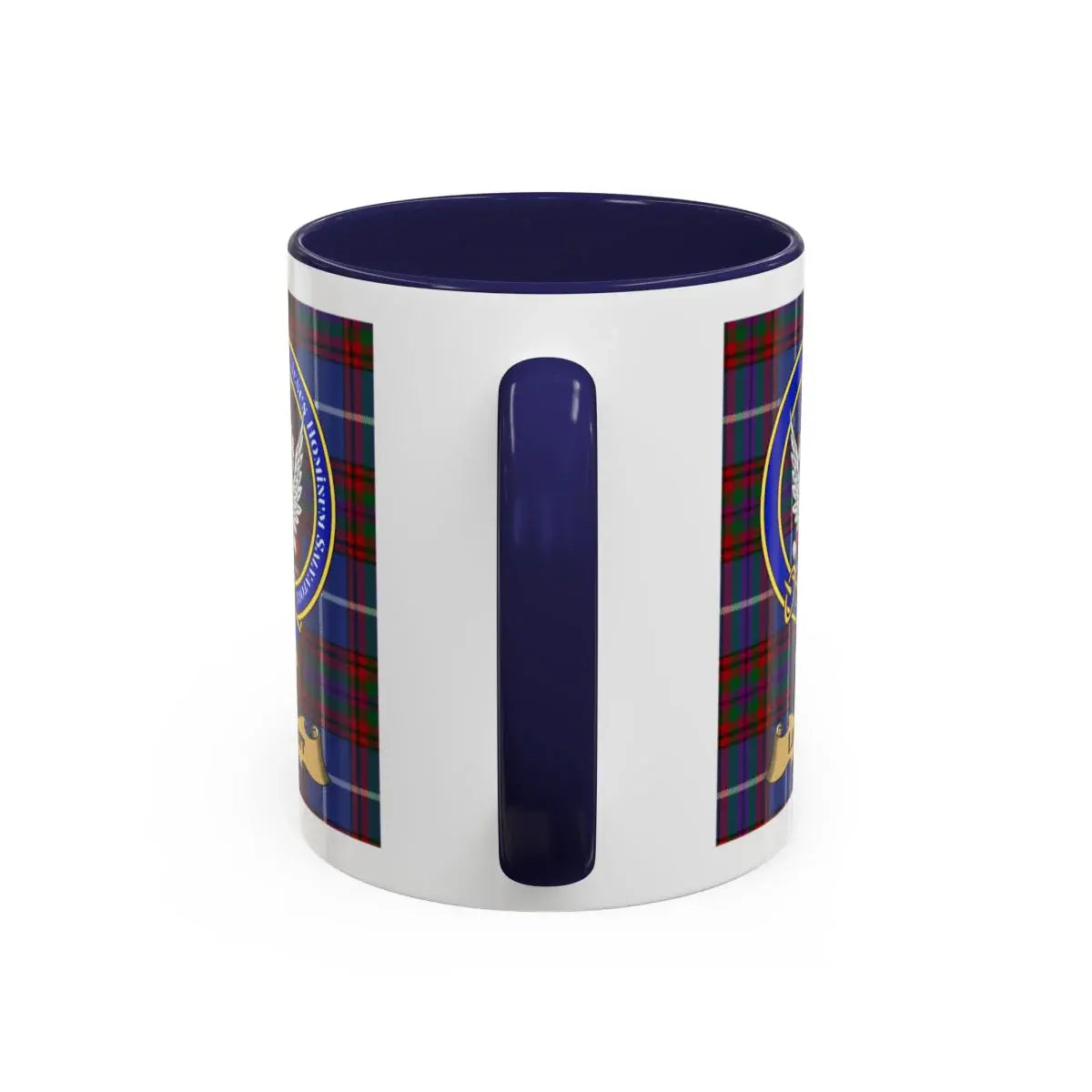 Leggatt clan crest mug shown in 11 oz and 15 oz sizes